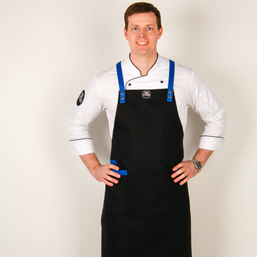 Фартук чёрный с синей стропой