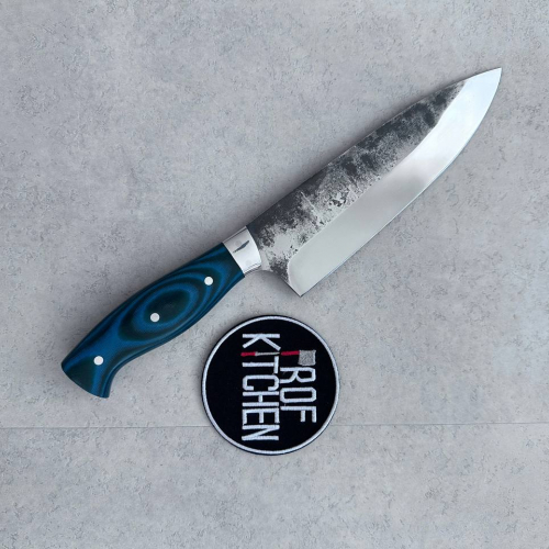 Шеф нож с ковкой. Ручка из микарты